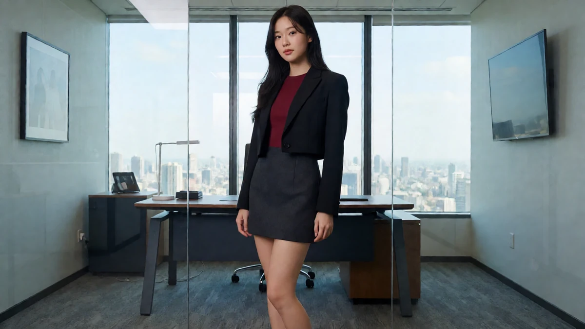 酱视频眼镜秘书夜间片单栏目中的年轻女友风模特与手机片库场景